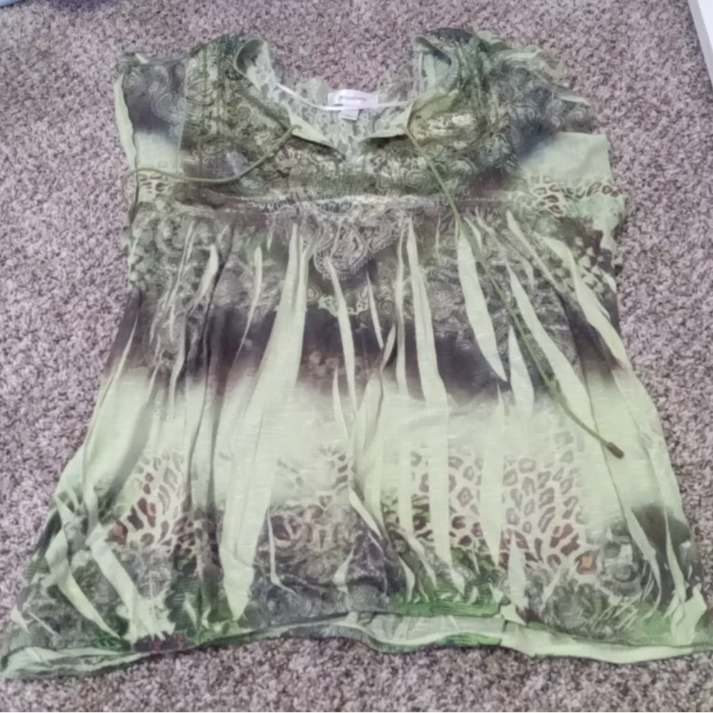 Green Patterned Blouse